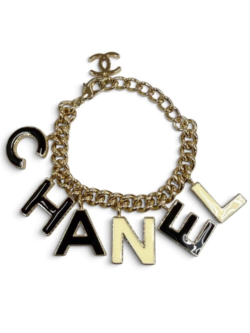 Chanel Logo Design CC Chain Bracelet Gold